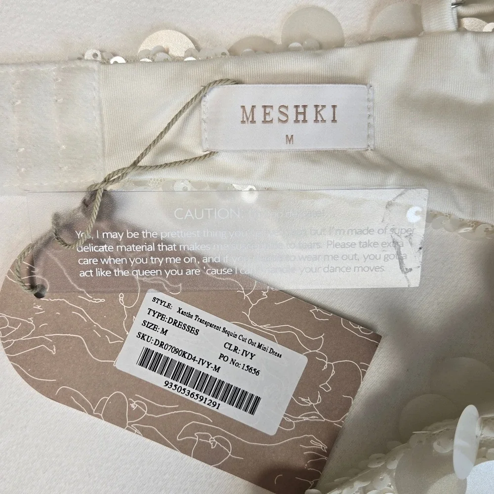 Meshki White Sequin Mini Dress with Cutout - Picture 7 of 14